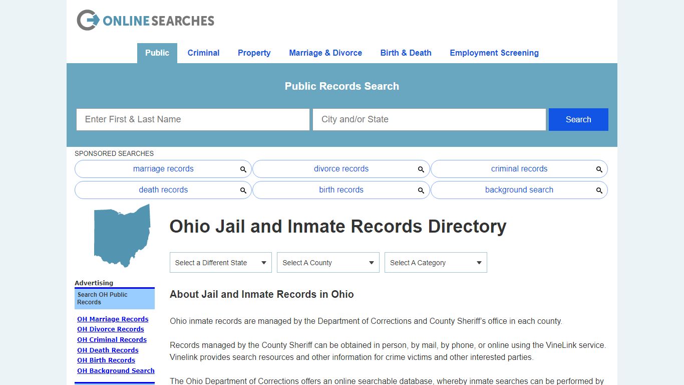 Ohio Jail and Inmate Records Search Directory - OnlineSearches.com